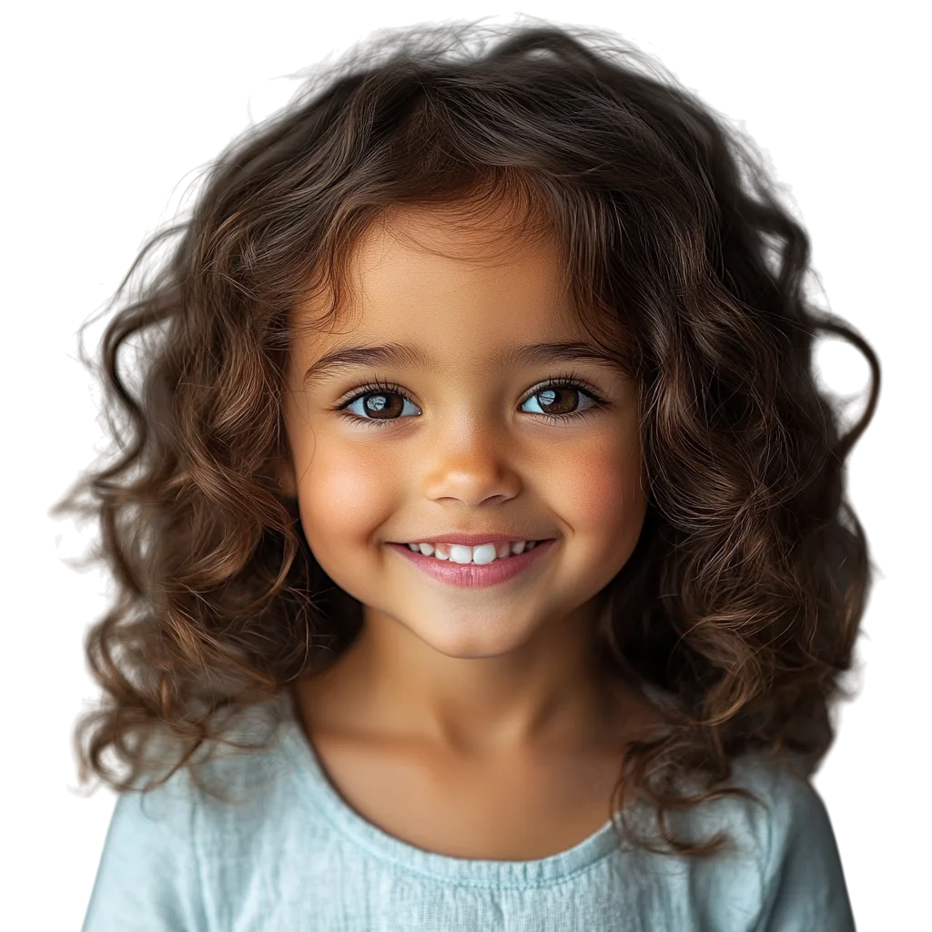 Happy Black Girl with Curly Brown Hair Free PNG