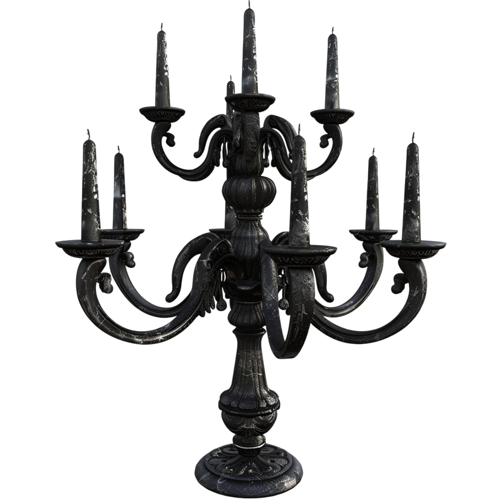 Gothic Candelabra Free PNG, Black Candle Holder