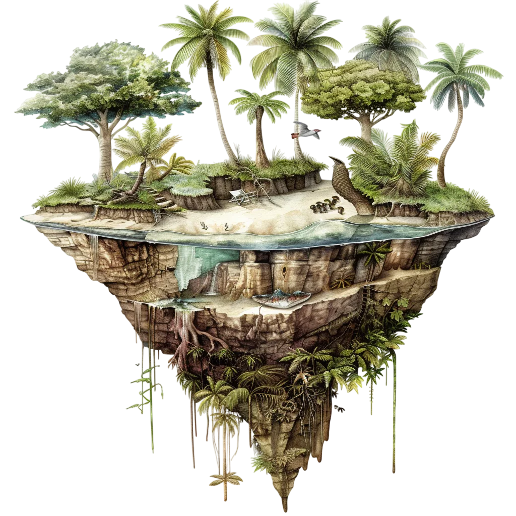 Floating Palm Island Free PNG, Fantasy Island Graphic