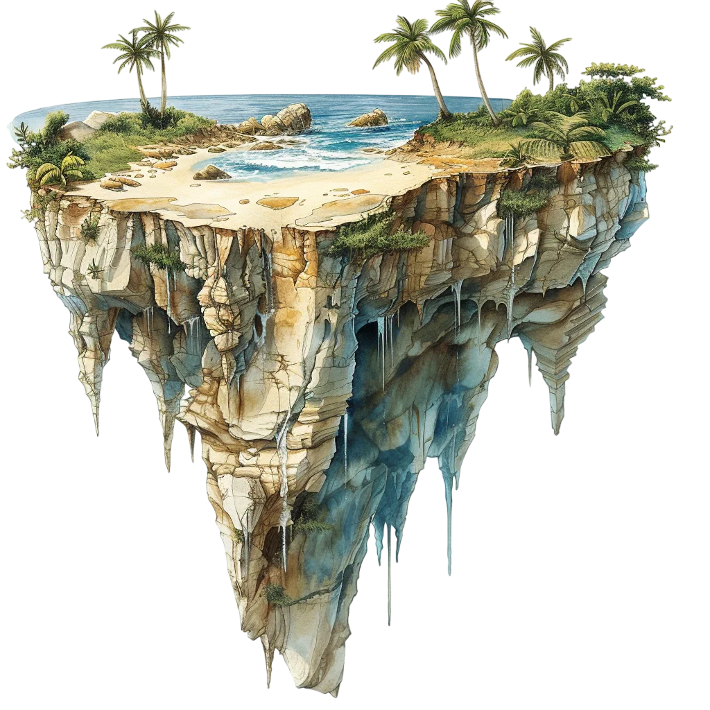 Floating Tropical Island Free PNG, Nature Graphic