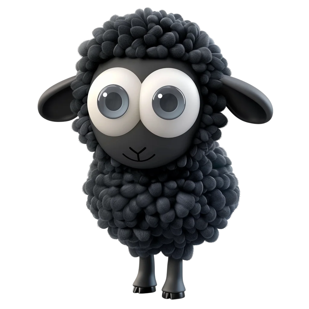 Cute Black Sheep Free PNG, Funny Animal Graphic
