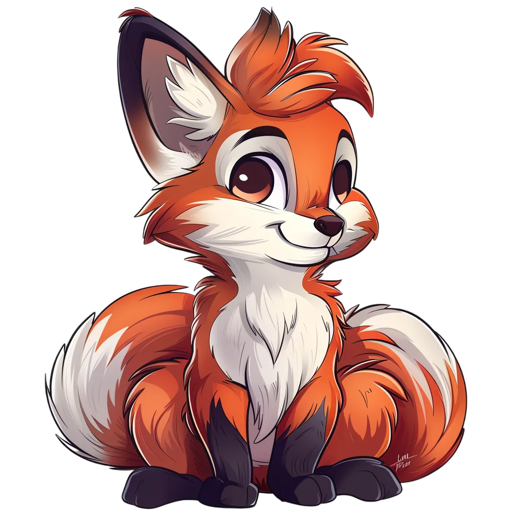 Cute Fox Sitting Free PNG, Orange Animal Graphic