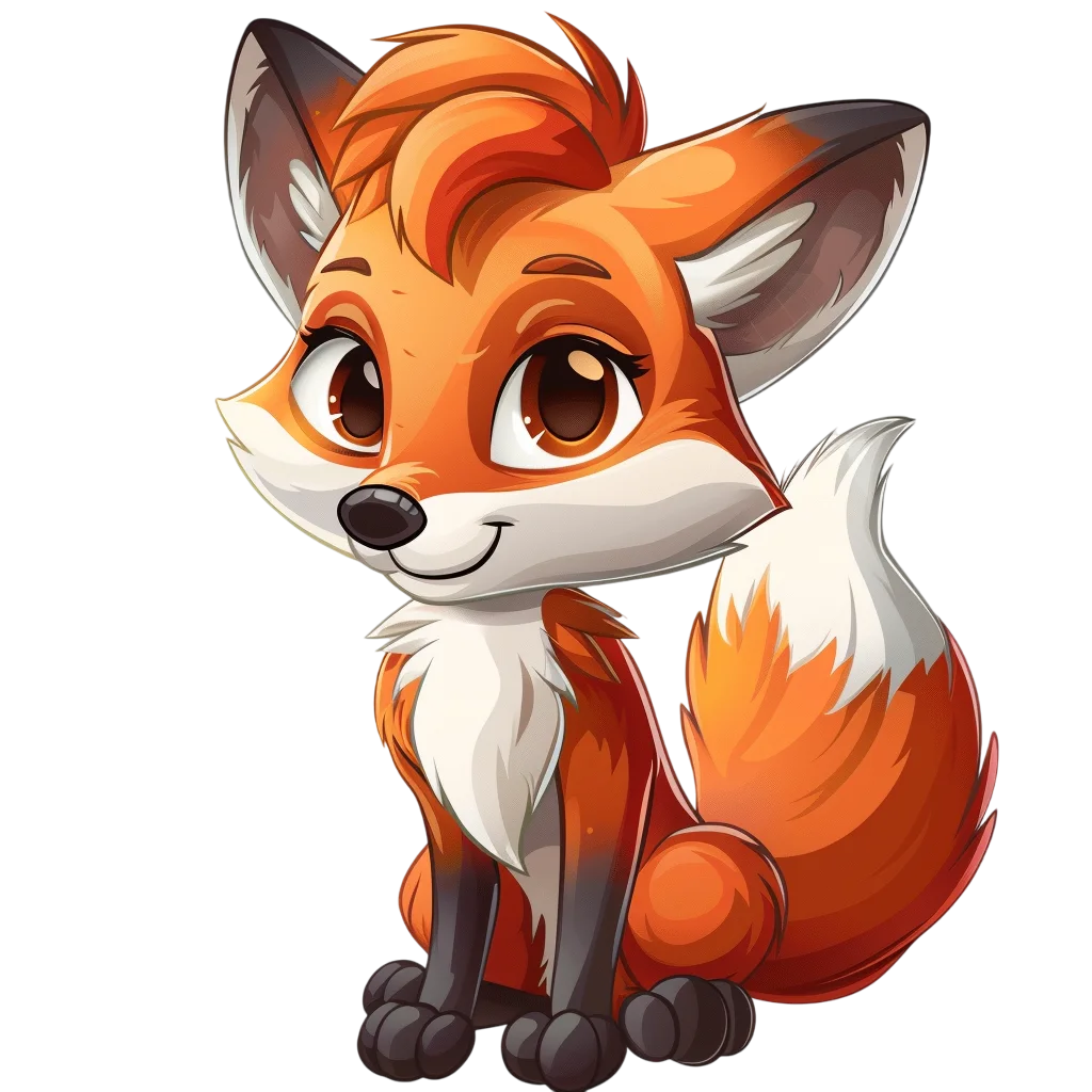 Cute Fox Free PNG, Sitting Orange Fox Graphic
