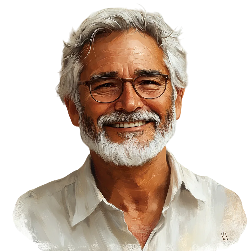 Smiling Senior Man with White Beard Free PNG
