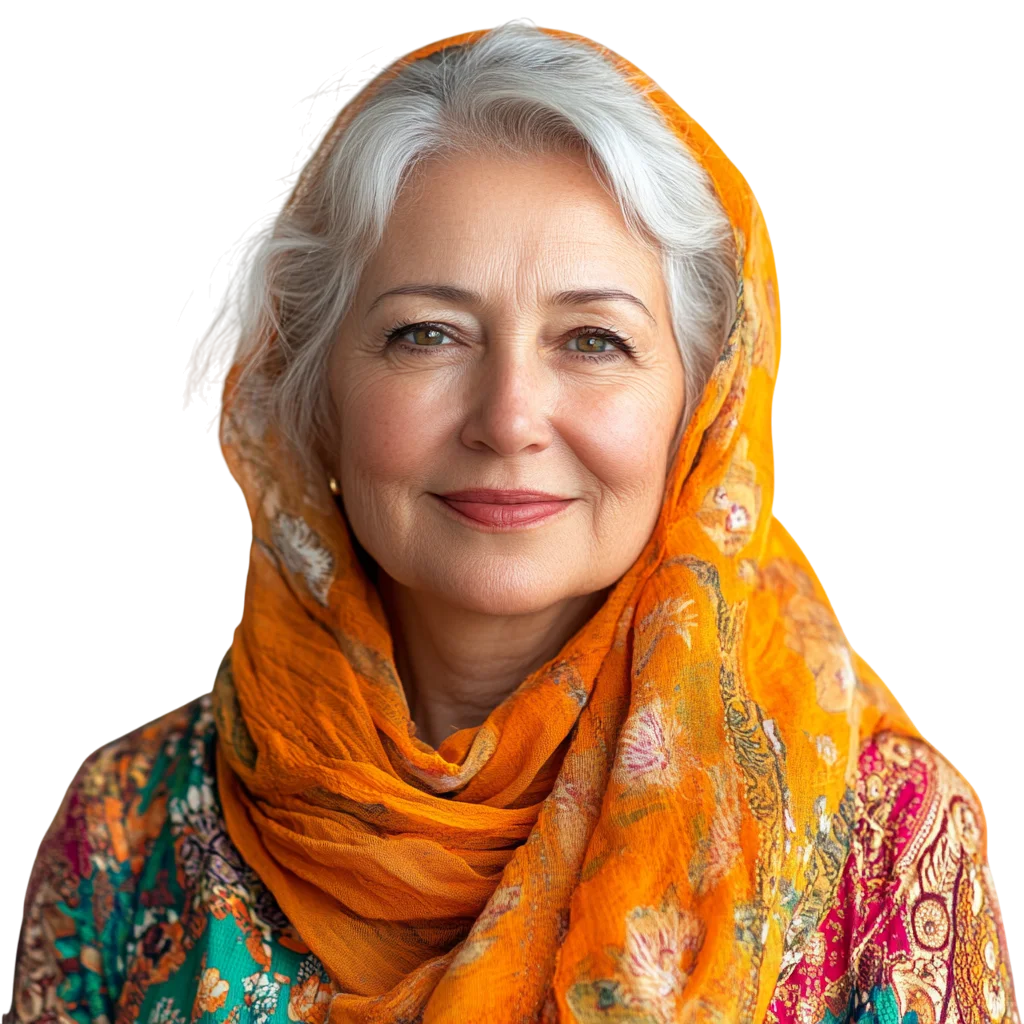 Senior Woman Wearing Orange Headscarf Free PNG