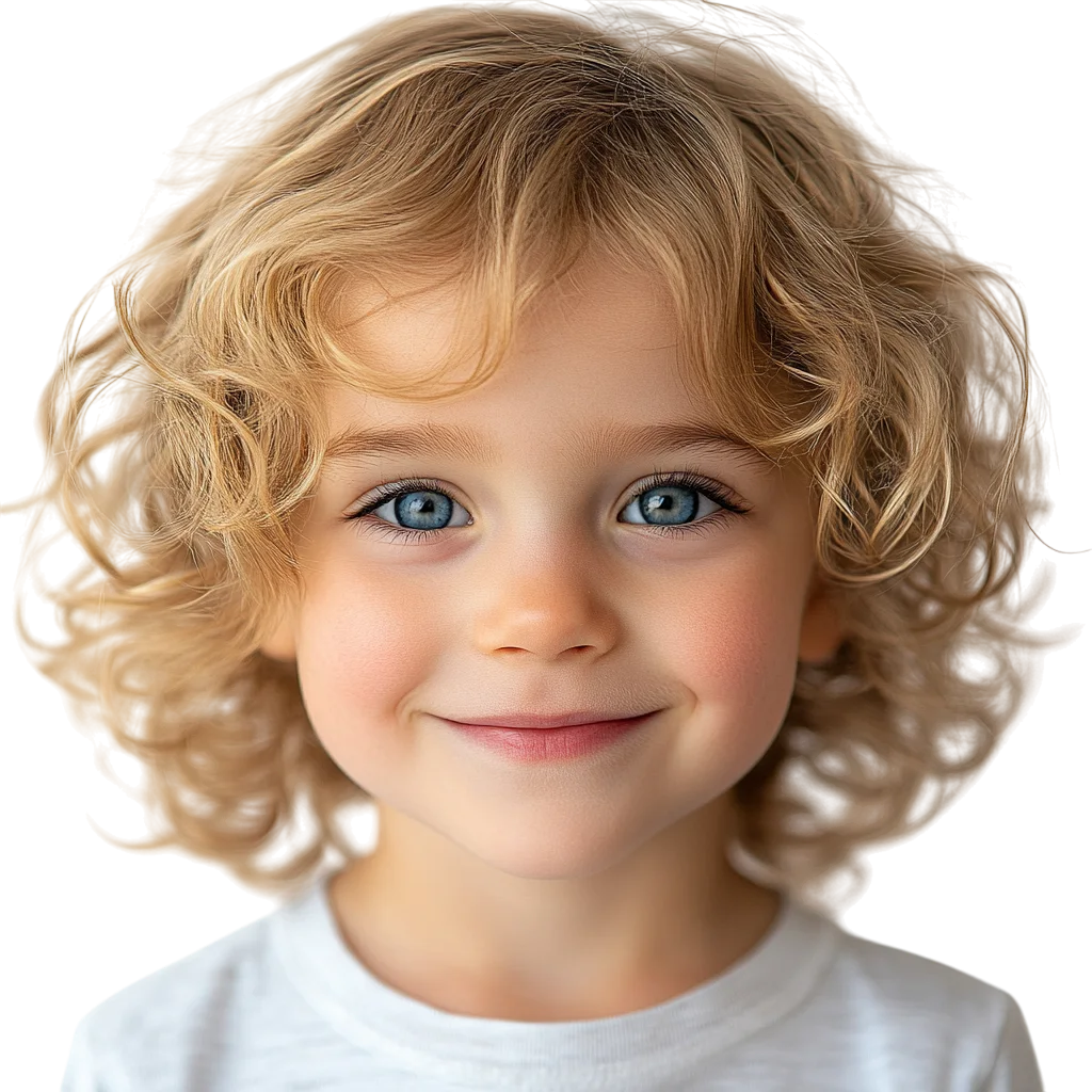 Adorable Blond Toddler Smiling Portrait Free PNG