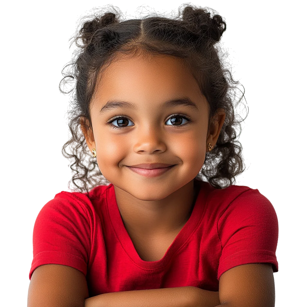 Cute Black Girl with Curly Buns Smiling Free PNG