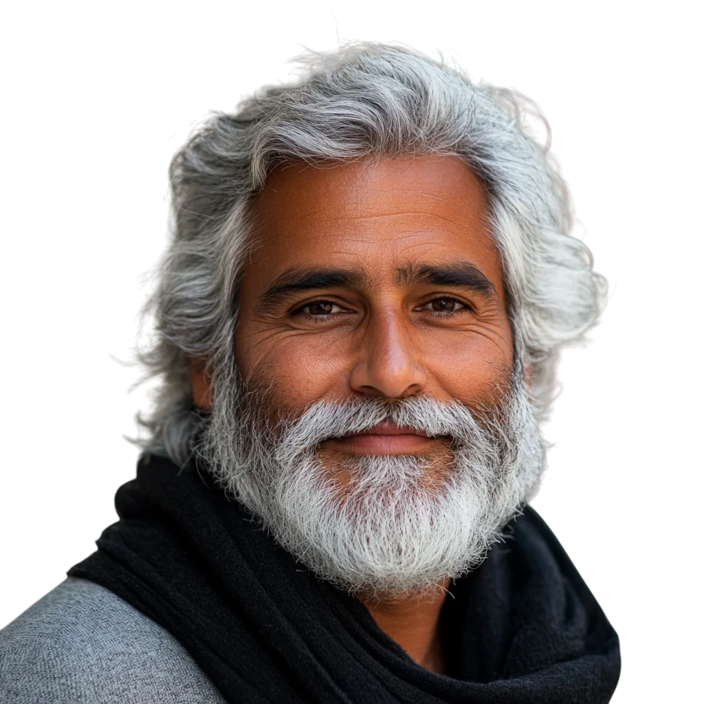 Senior Man with White Beard Portrait Free PNG