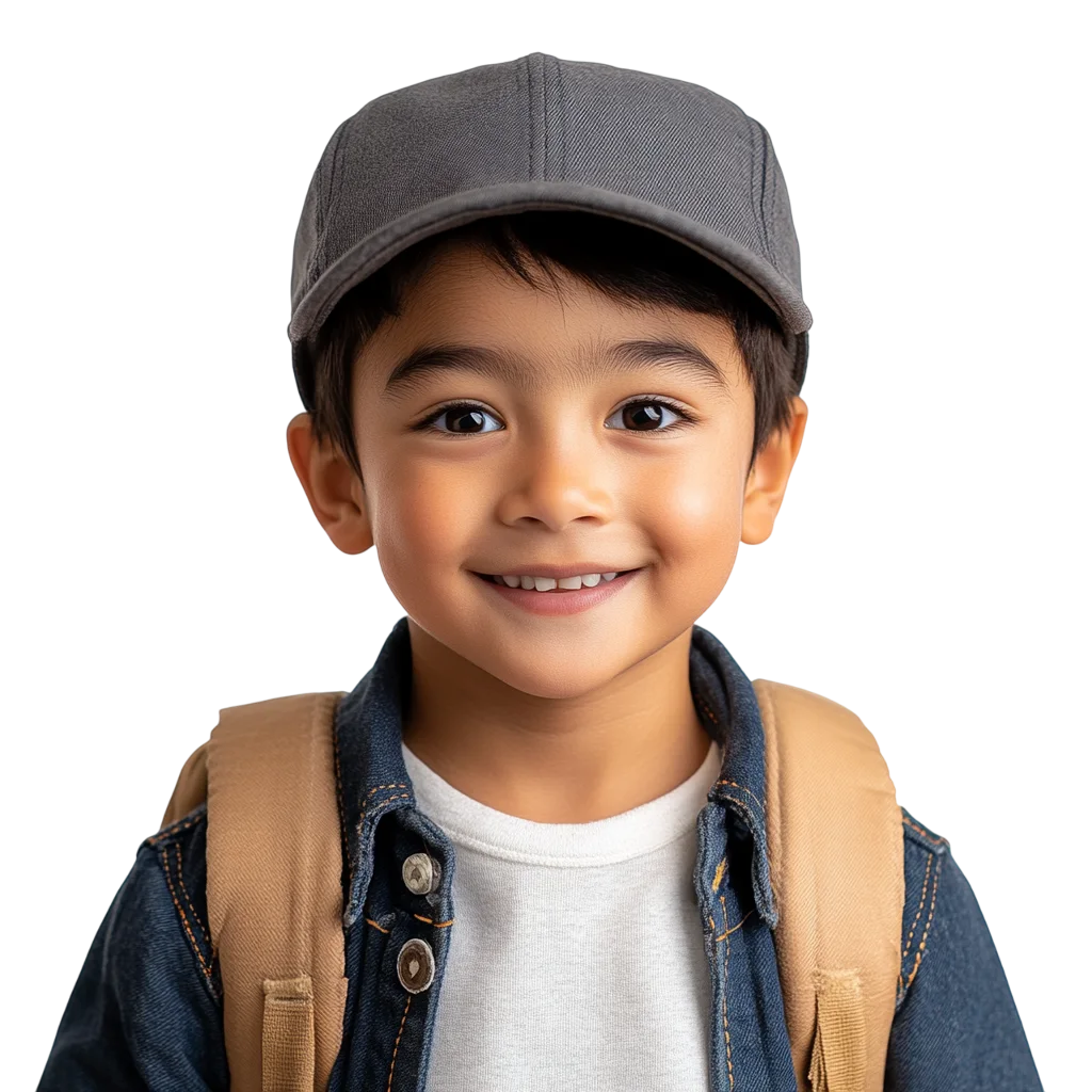 Happy School Boy with Cap and Backpack Free PNG
