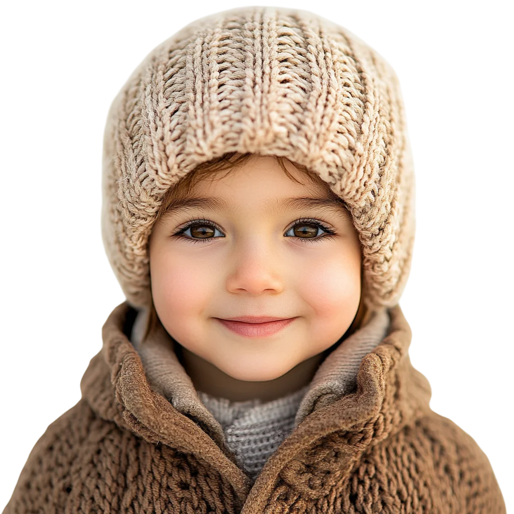 Adorable Child in Warm Knitted Beanie Free PNG