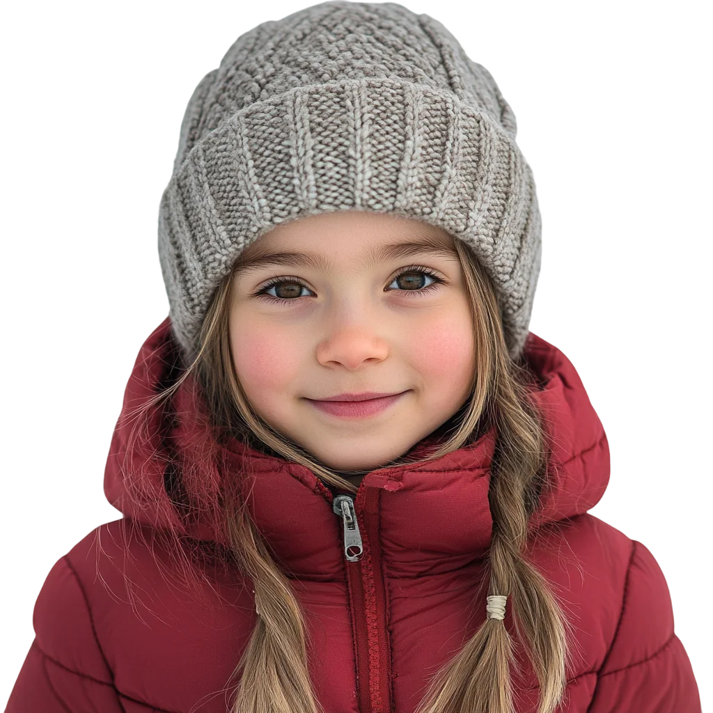 Little Girl in Winter Beanie and Jacket Free PNG