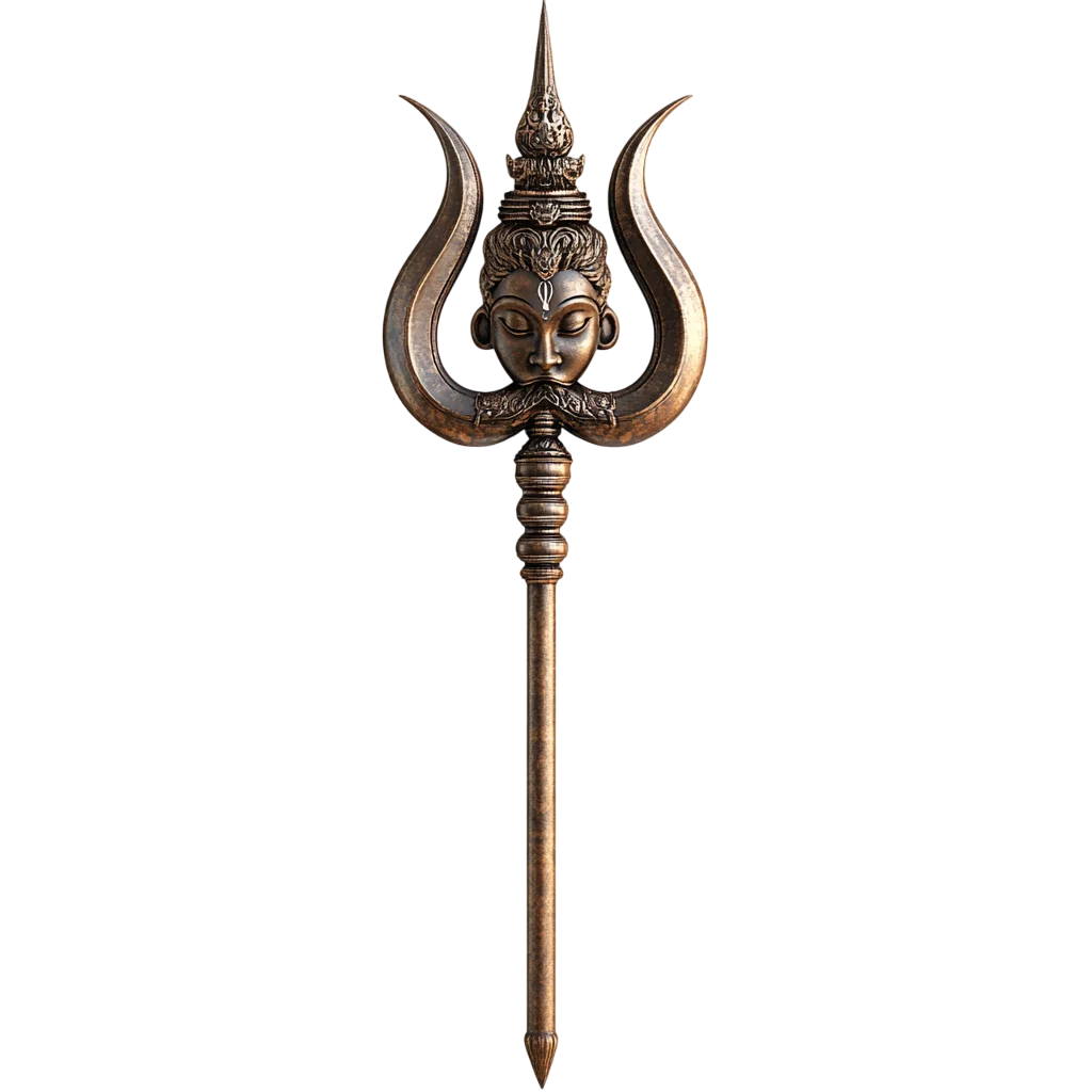 Ornate Brass Shiva Trishul Trident Free PNG