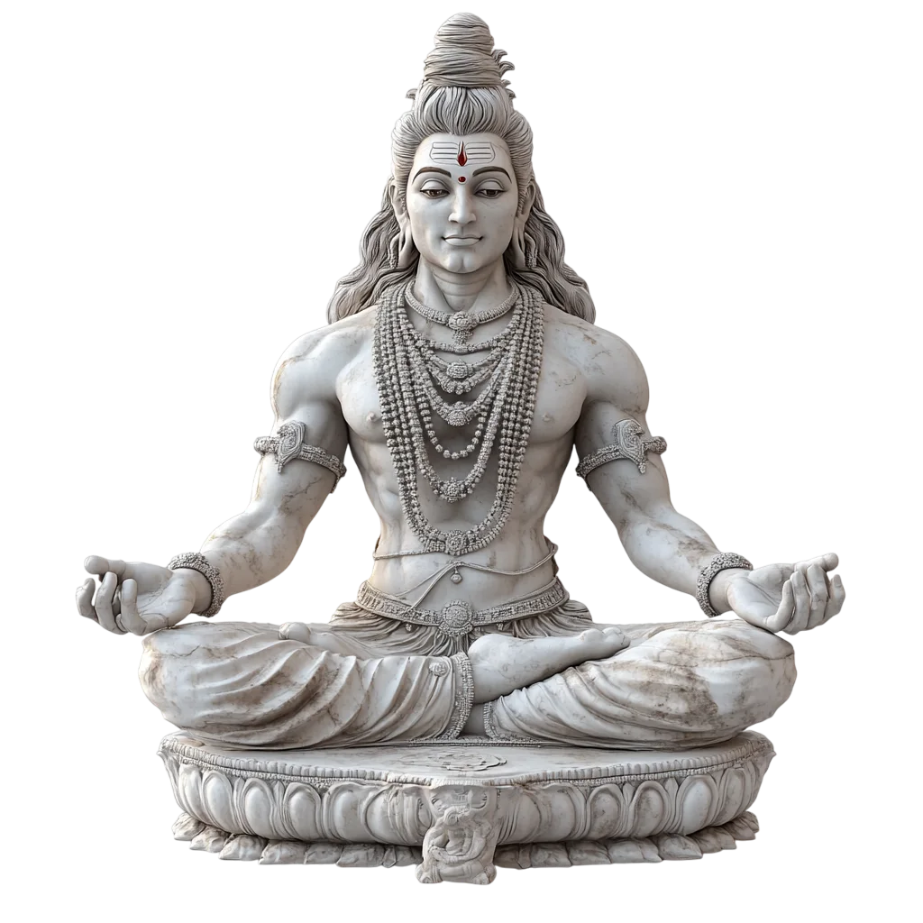 Peaceful Carved Stone Shiva Statue Free PNG
