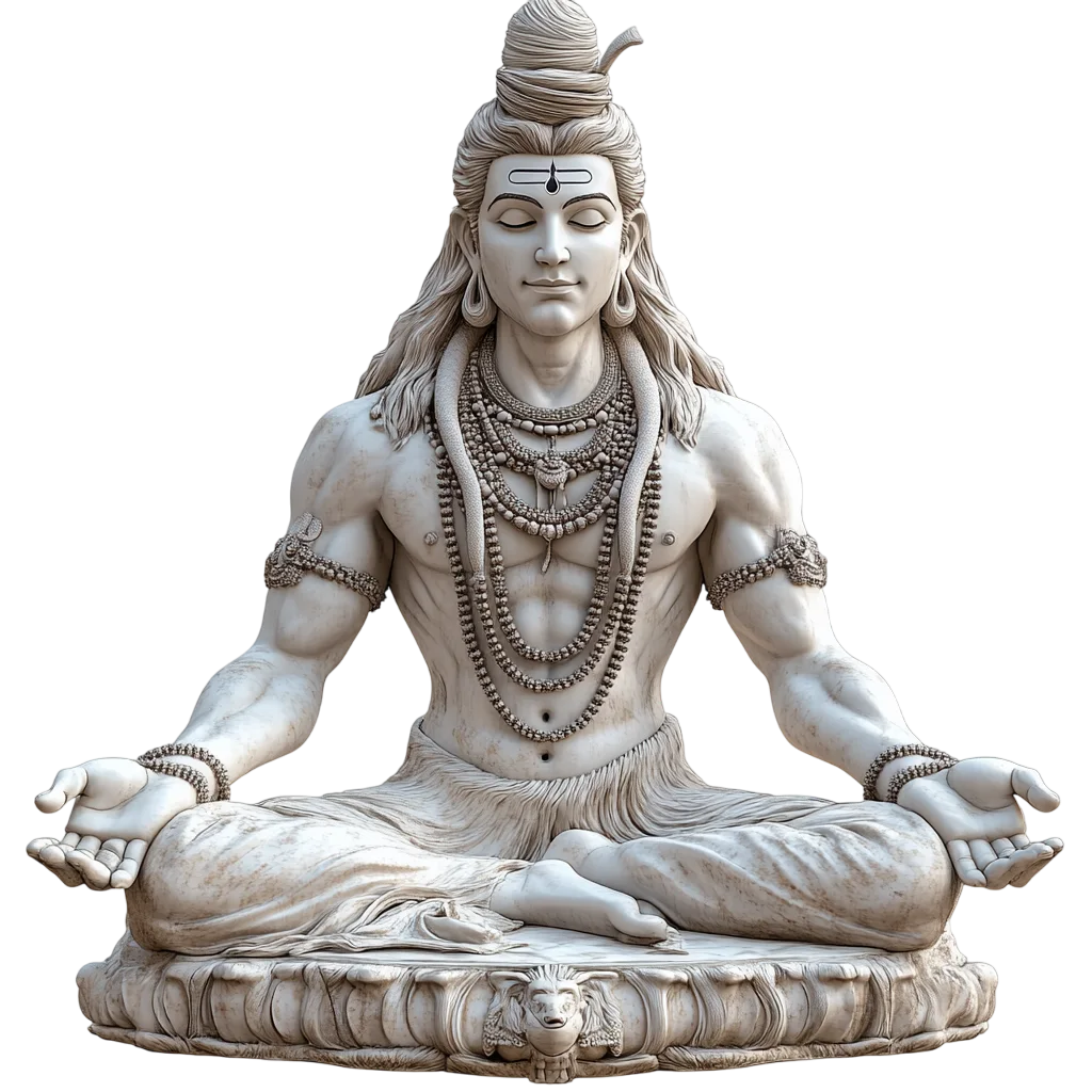 White Marble Meditating Shiva Statue Free PNG