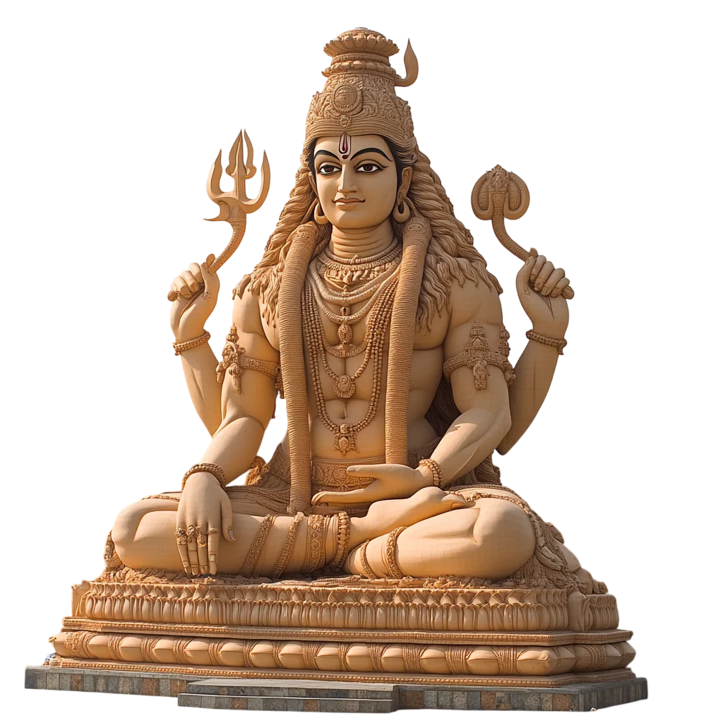 Golden Tone Seated Lord Shiva Statue Free PNG