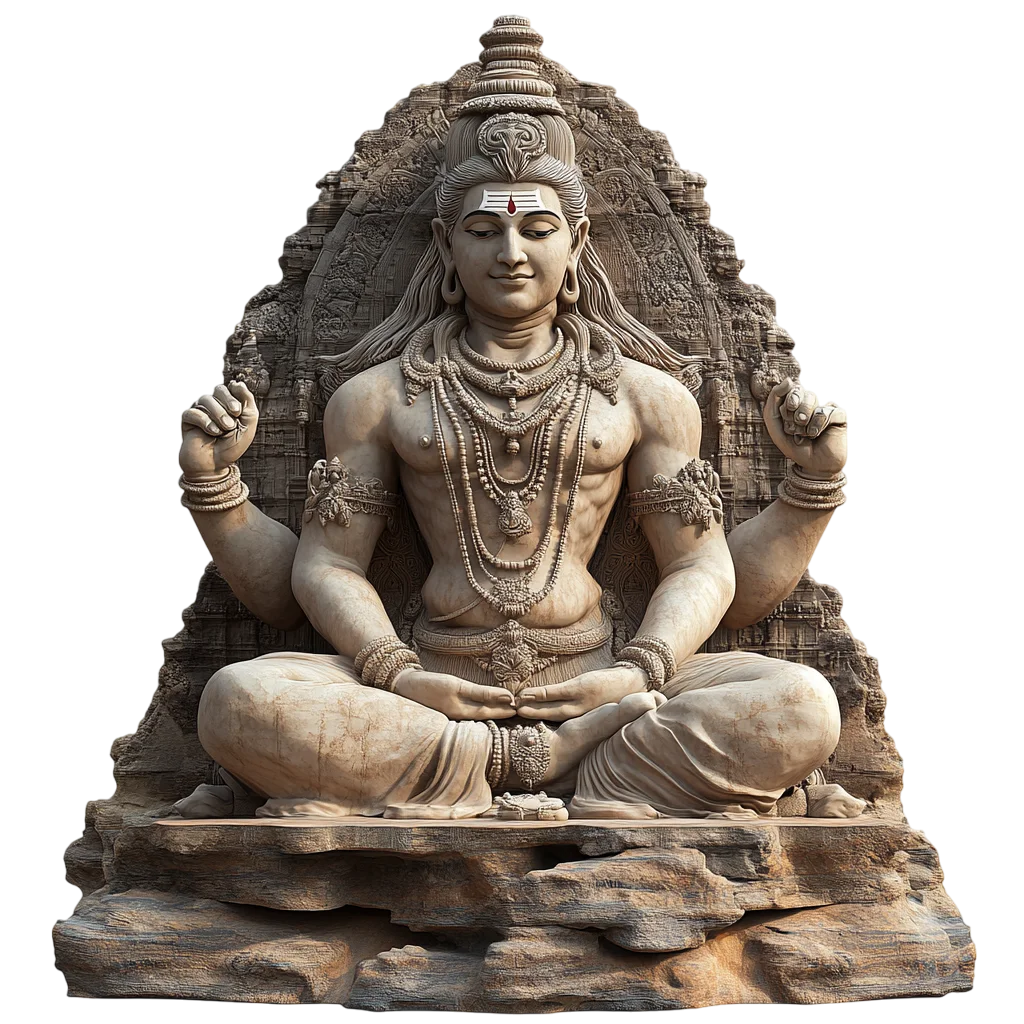 Ancient Temple Carved Lord Shiva Idol Free PNG