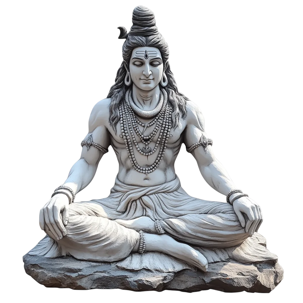 Lord Shiva in Deep Meditation Statue Free PNG