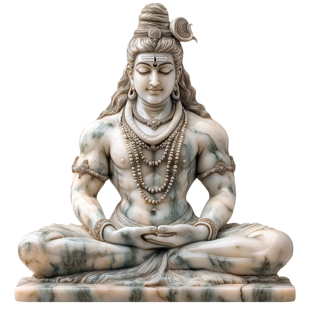 Carved Stone Meditating Lord Shiva Free PNG