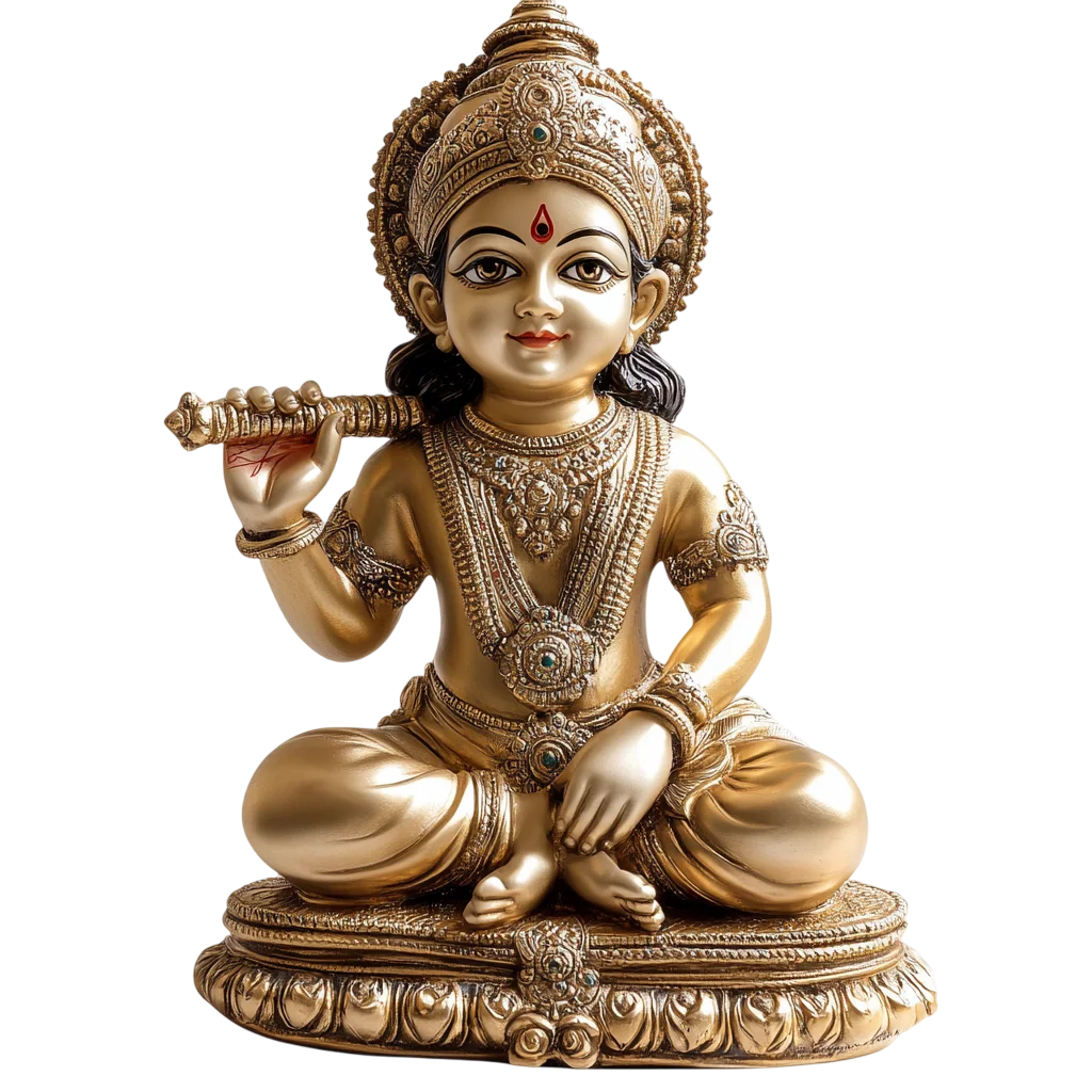 Seated Lord Krishna Flute Player Idol Free PNG