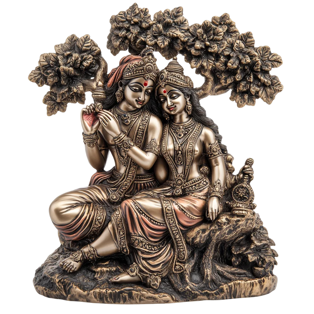 Radha Krishna Under Tree Statue Free PNG