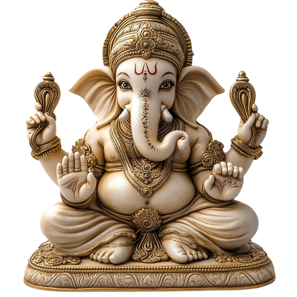 Lord Ganesha Stone Carved Idol Free PNG