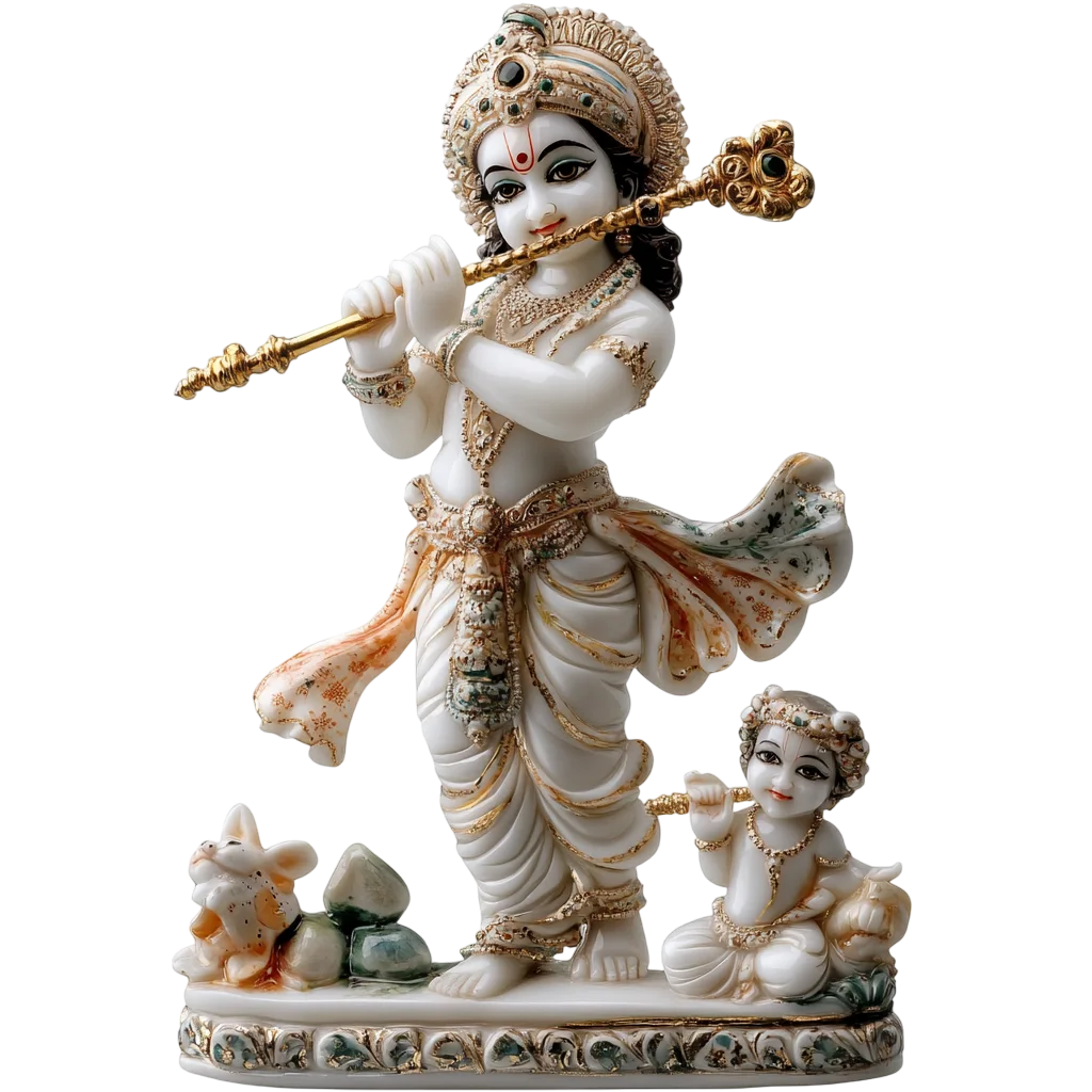 Standing Lord Krishna with Sacred Cow Free PNG