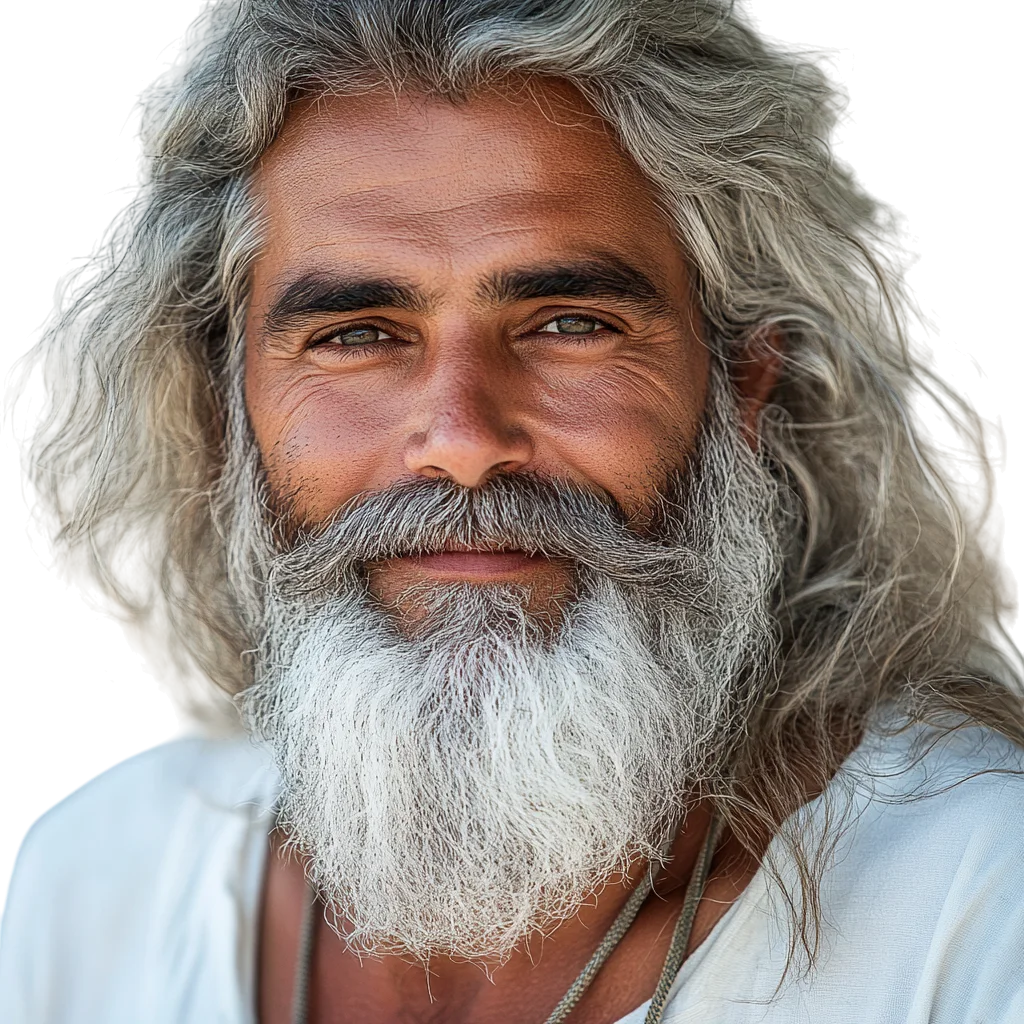 Smiling Senior Man with Full White Beard Free PNG