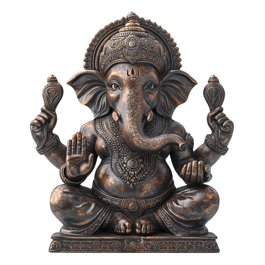 Carved Dark Stone Ganpati Free PNG
