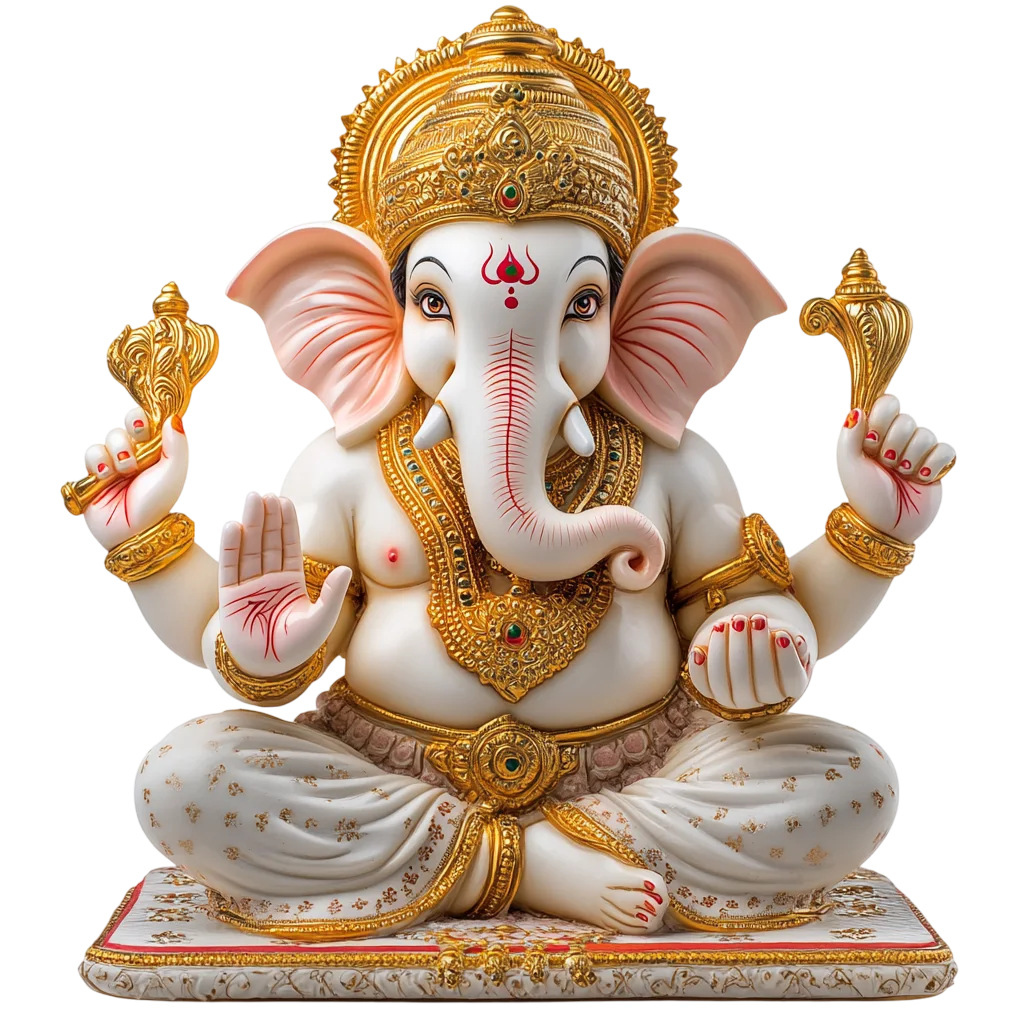 Graceful Marble Ganesha Statue Free PNG