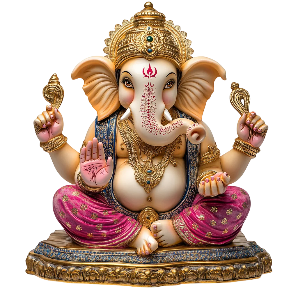 Detailed Seated Ganesha Idol Free PNG