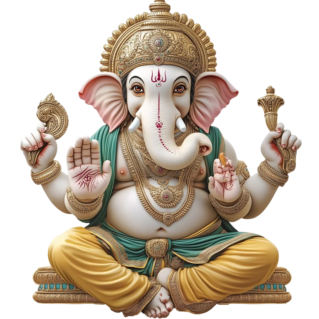 Golden Robed Lord Ganesha Free PNG
