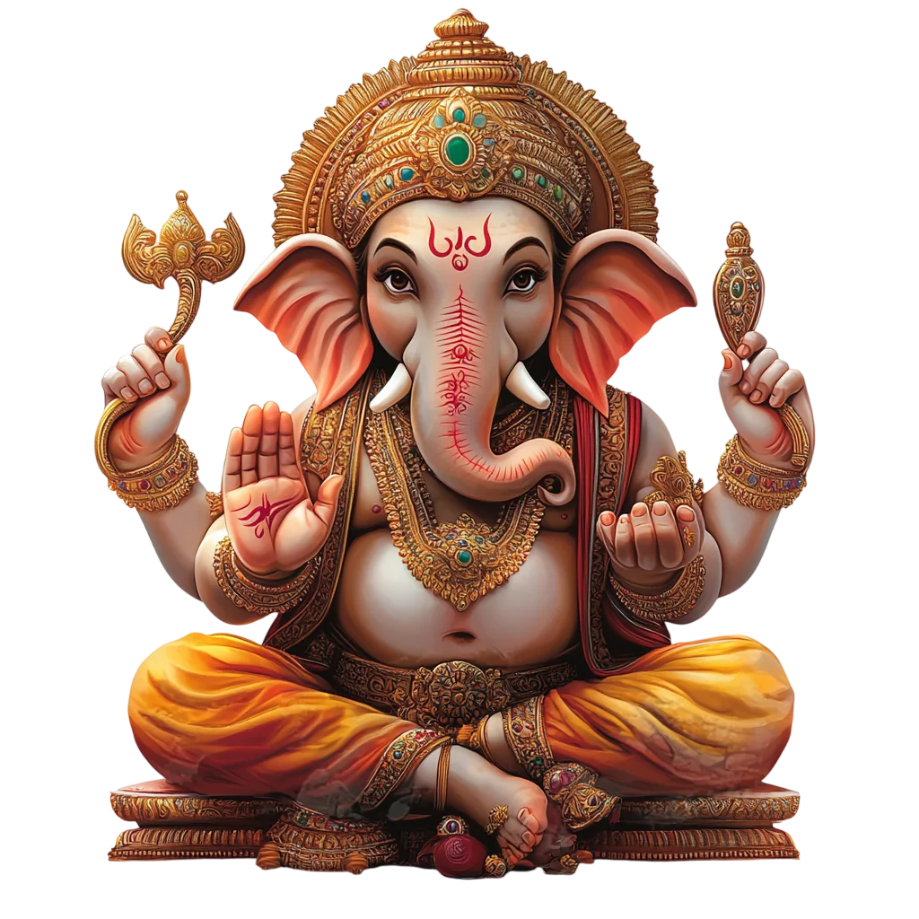 Vibrant Seated Ganpati Statue Free PNG