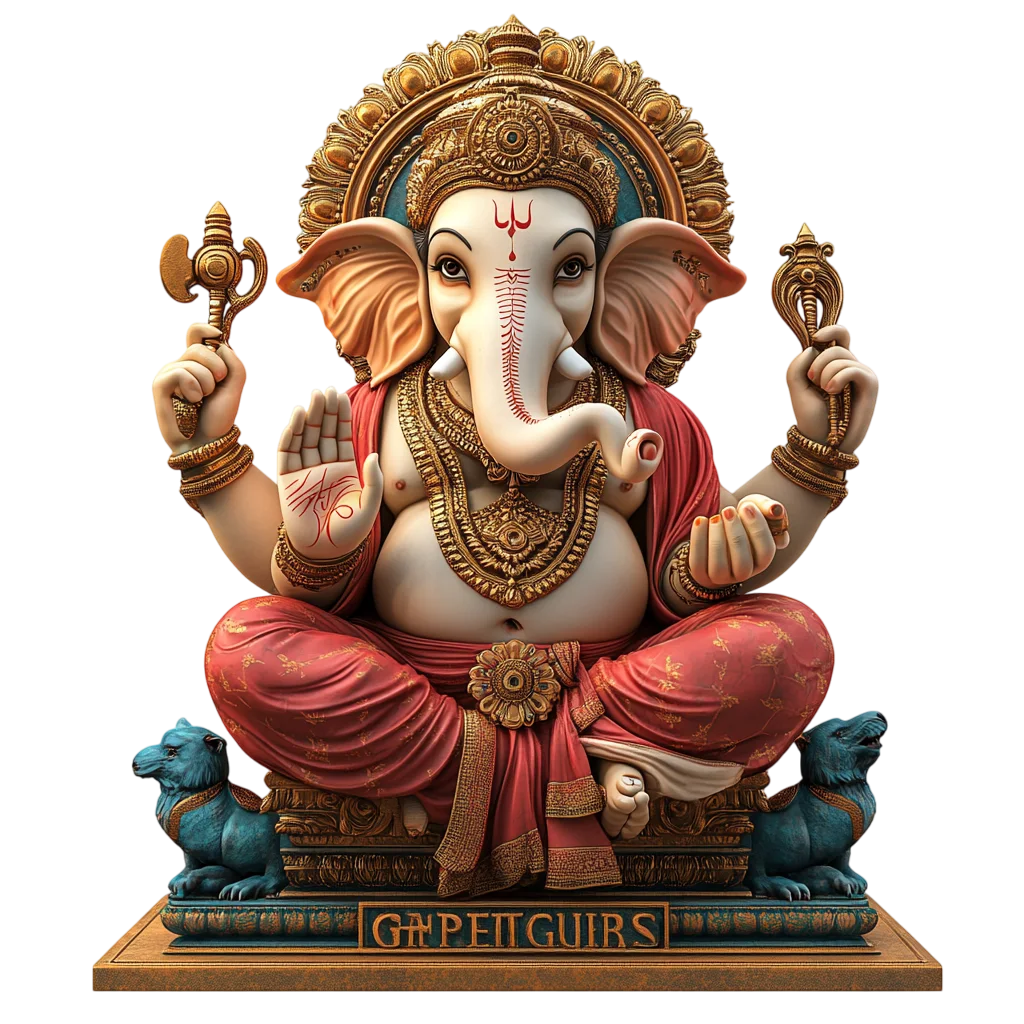 Seated Ganesha in Red Dhoti Free PNG