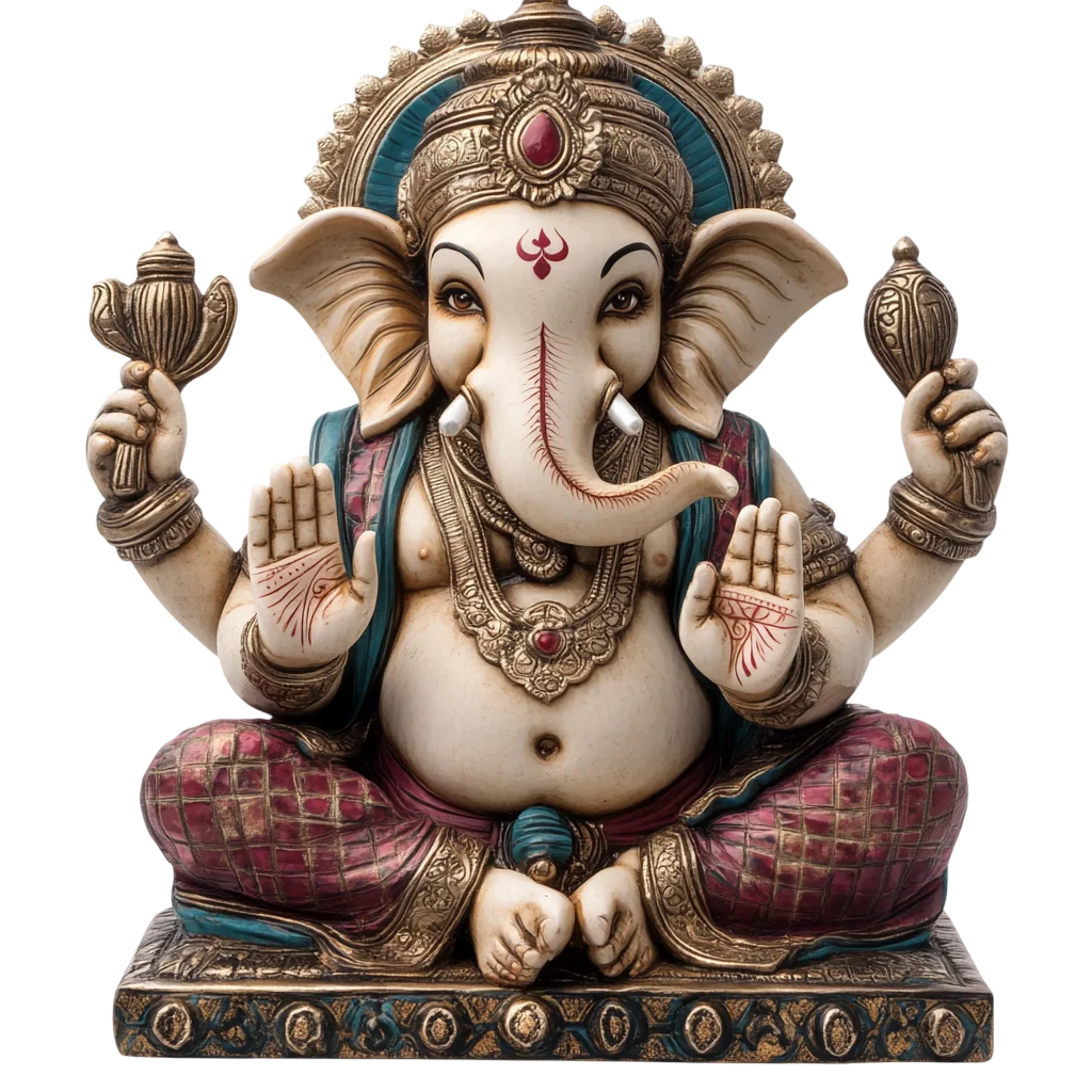 Detailed Handcrafted Lord Ganesha Idol Free PNG