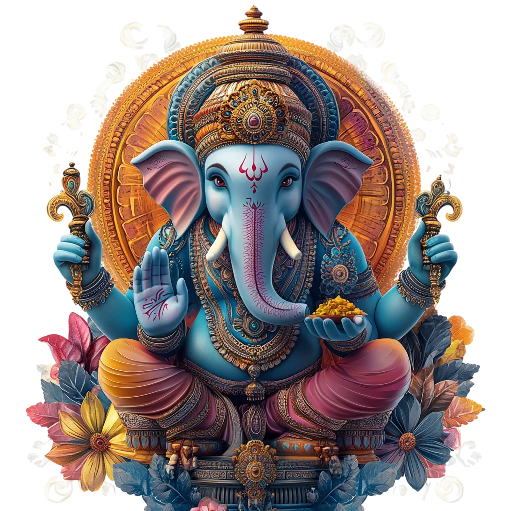 Vibrant Spiritual Lord Ganesha Art Free PNG