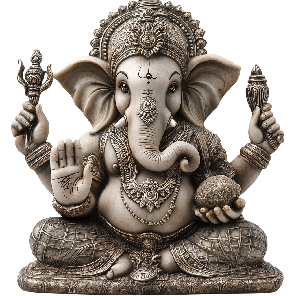 Antique Stone Carved Ganesha Murti Free PNG