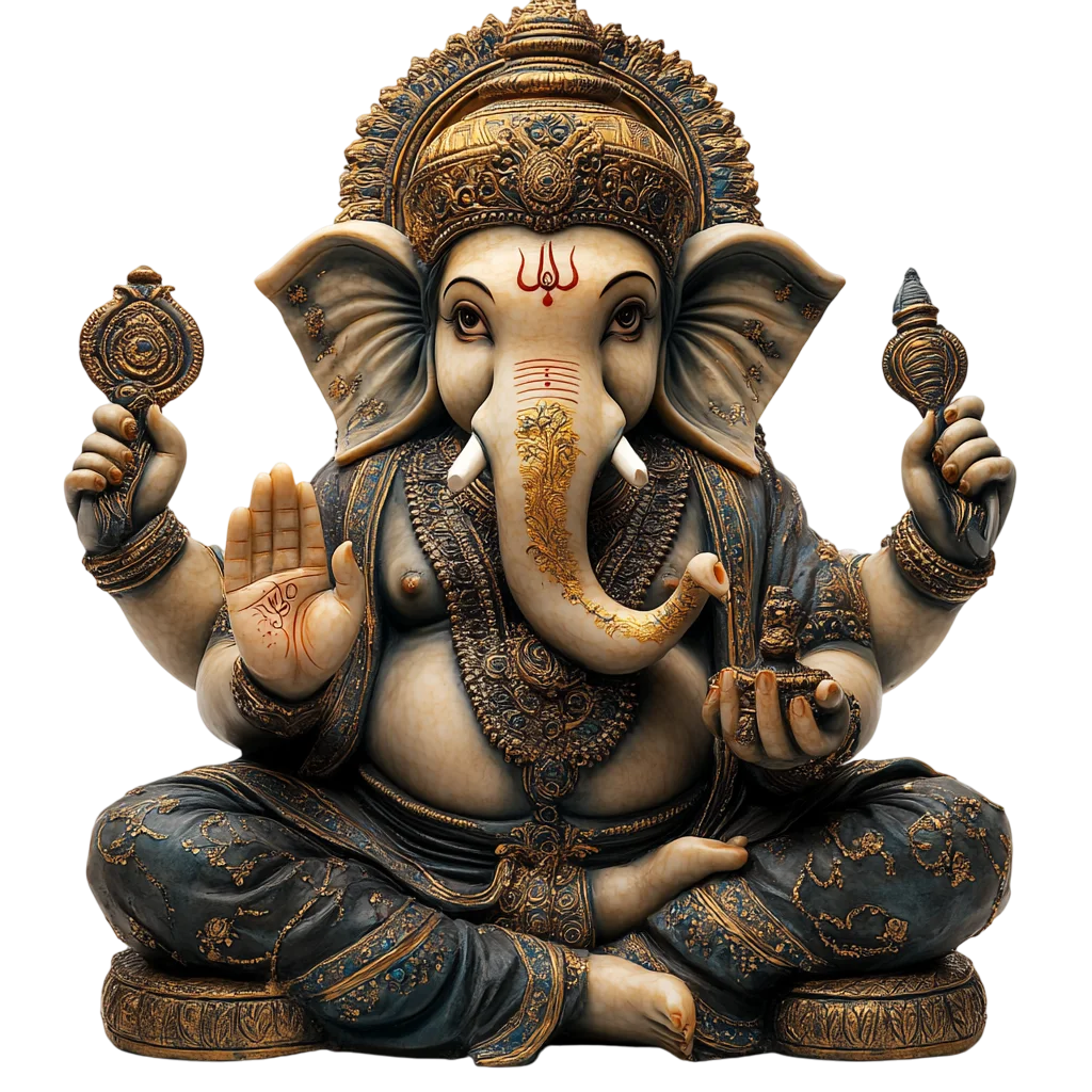Sitting Lord Ganesha Bronze Statue Free PNG