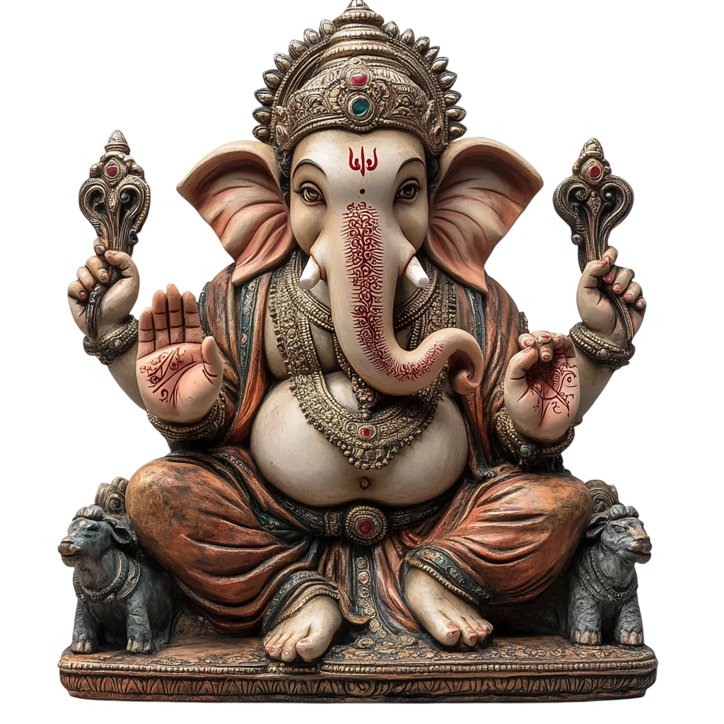 Lord Ganesha Seated Blessing Murti Free PNG