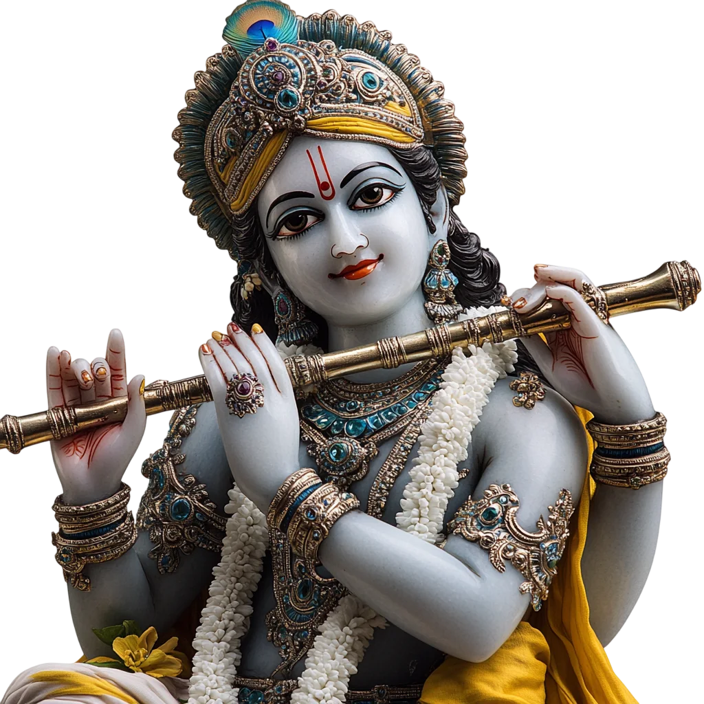 Lord Krishna Bust with Peacock Feather Crown Free PNG
