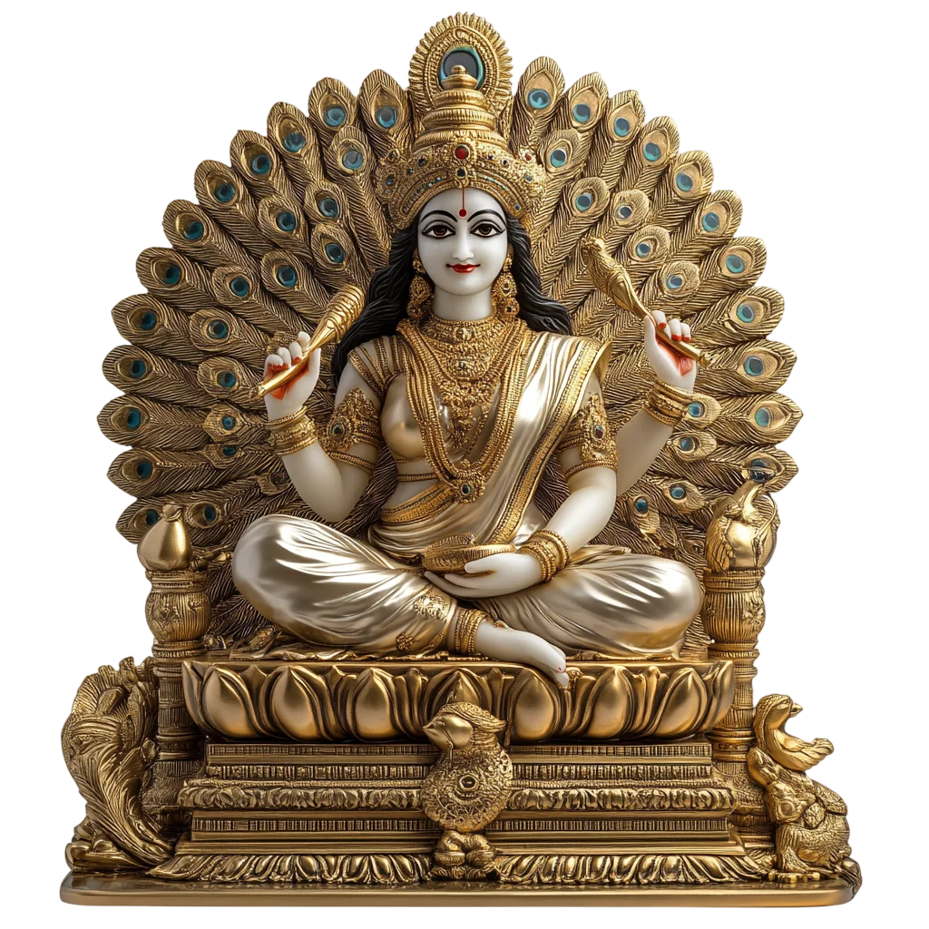 Ornate Sitting Hindu Goddess Lakshmi Idol Free PNG