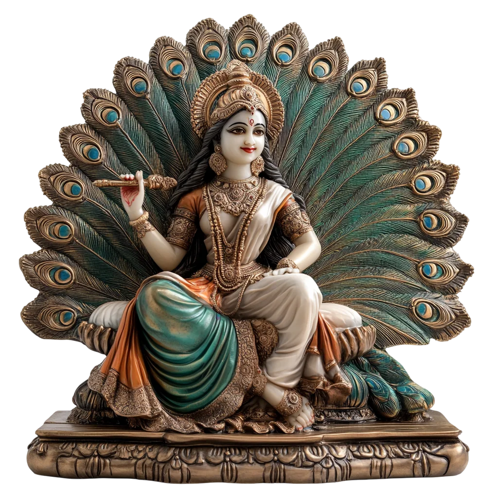 Seated Hindu Deity with Peacock Throne Free PNG