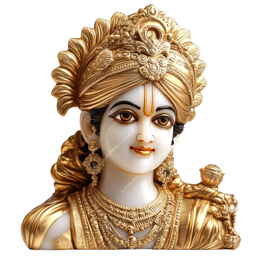 Marble Finish Lord Krishna Head Bust Free PNG