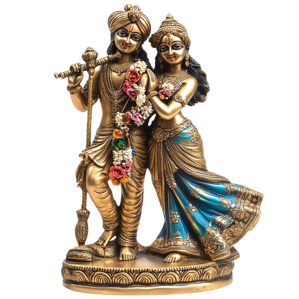 Standing Radha Krishna Divine Love Statue Free PNG
