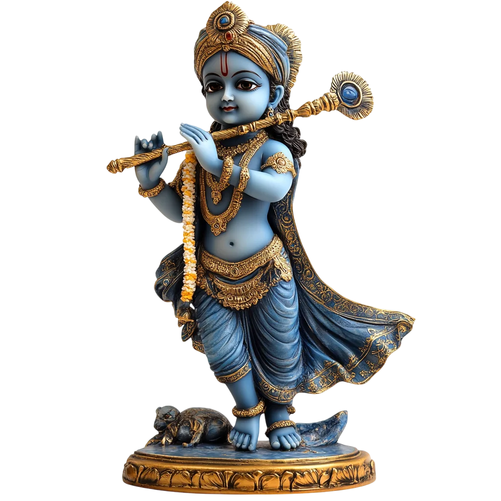 Standing Blue Lord Krishna with Flute Free PNG