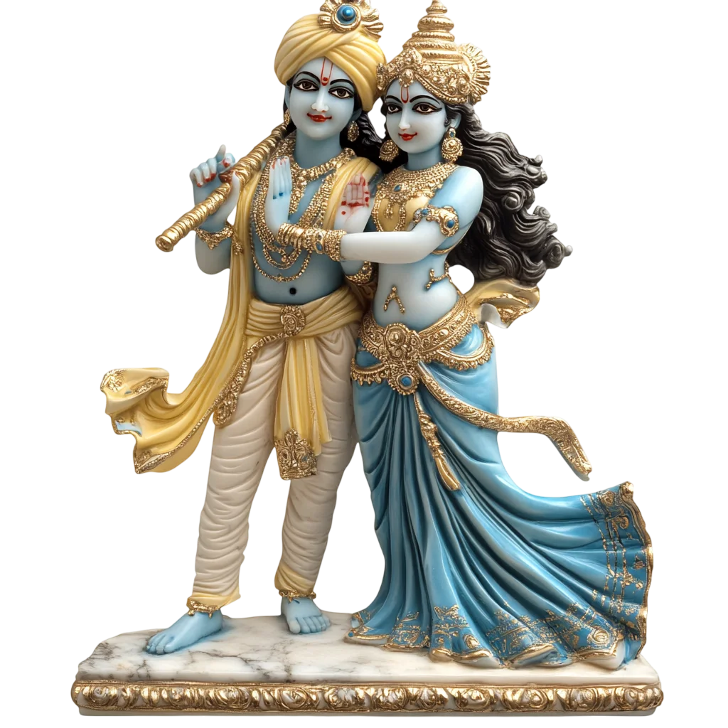 Radha Krishna Embracing Divine Love Statue Free PNG