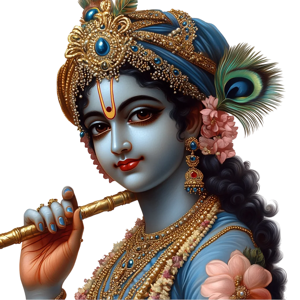Lord Krishna Bust with Peacock Feather Free PNG