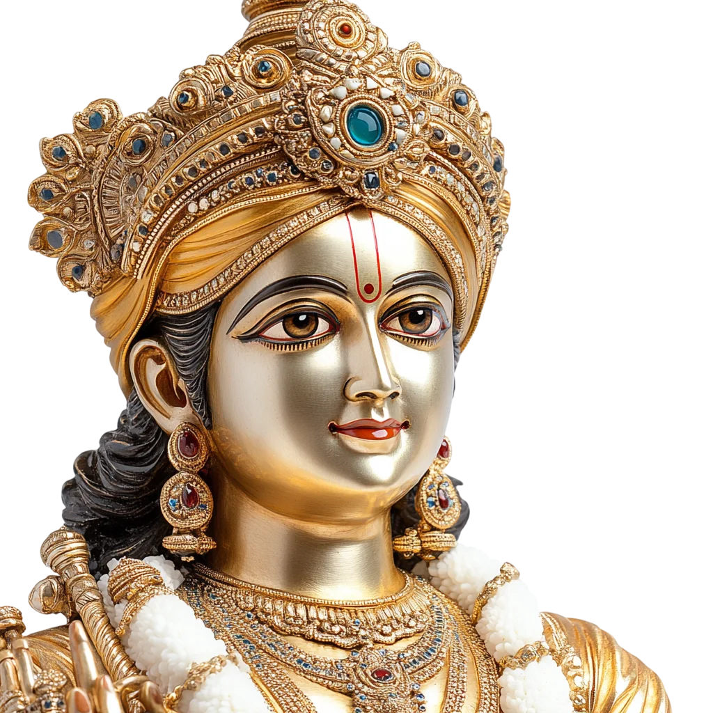 Golden Crowned Hindu God Face Bust Statue Free PNG