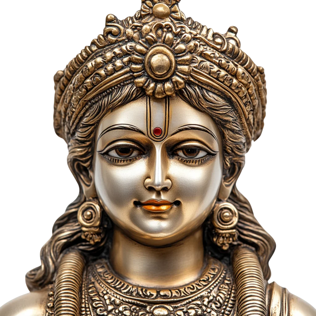 Silver Crowned Hindu Deity Bust Sculpture Free PNG
