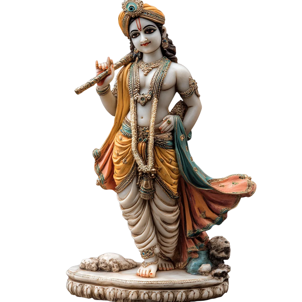 Standing Lord Krishna Playing Flute Idol Free PNG