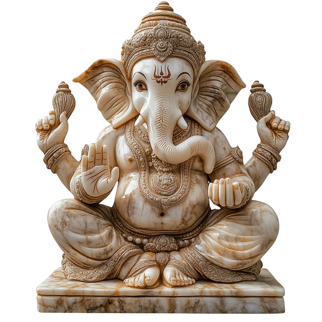 Carved Stone Lord Ganesha Blessing Idol Free PNG